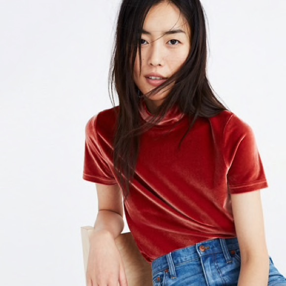 Madewell Tops - Madewell rust velvet mock turtleneck